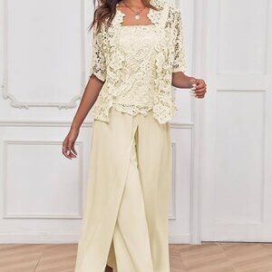 Zongqiven Women's Mother Pant Suit Wedding Guest Outfit Sets Elegant Evening